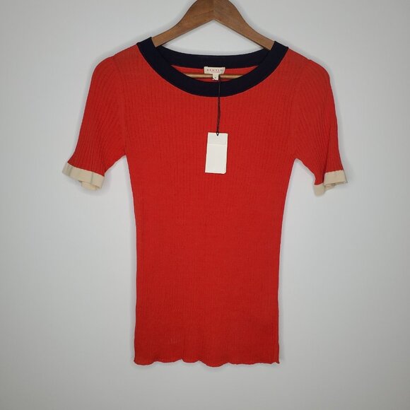 Demylee Womens Elodie Fitted Short Sleeve Ribbed Top Size M Fitted Quiet Luxury - Picture 1 of 10